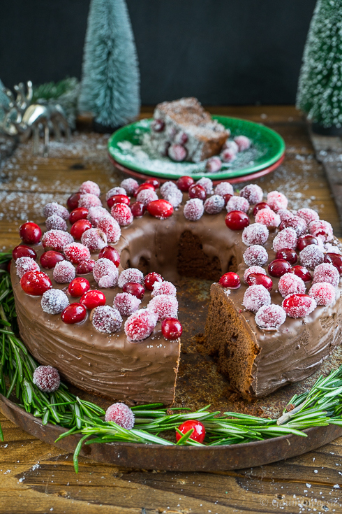 Schokoladen-Portwein-Kuchen mit sparkling Cranberries 4