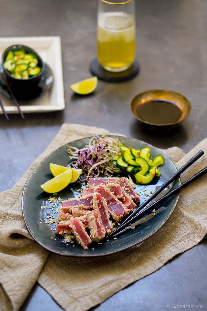Gegrillter Sesam-Thunfisch mit asiatischem Gurkensalat 1